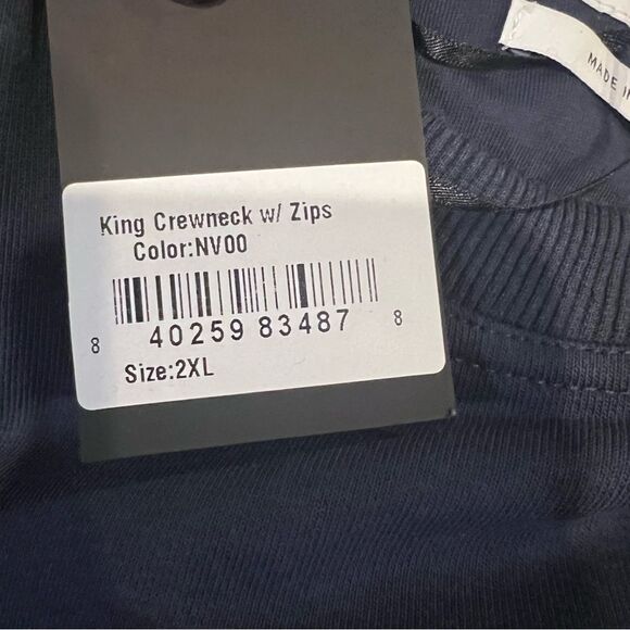 NWT Good Counsel men's king Crewneck sweatshirt with side zip size 2x navy - Picture 3 of 11